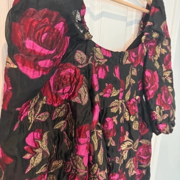 Anthropologie Floral Metallic Gold Brocade Dress - Picture 7 of 8